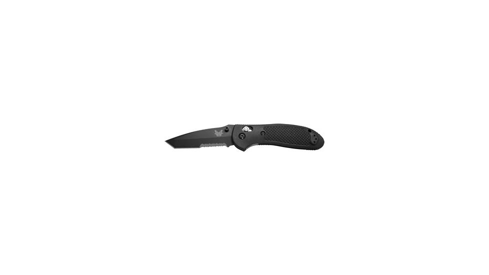 Benchmade Griptillian Tanto Folding Knife, Combo Edge, BK1 Blade, Black Handle 553SBK