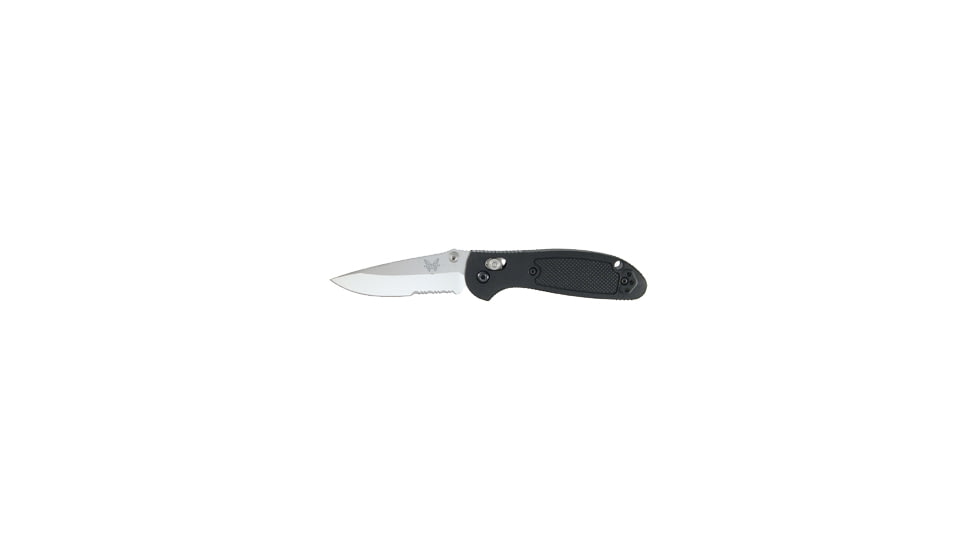 Benchmade Mini-Griptilian Folding Knife, Combo Edge, Satin Blade, Black Handle 556S