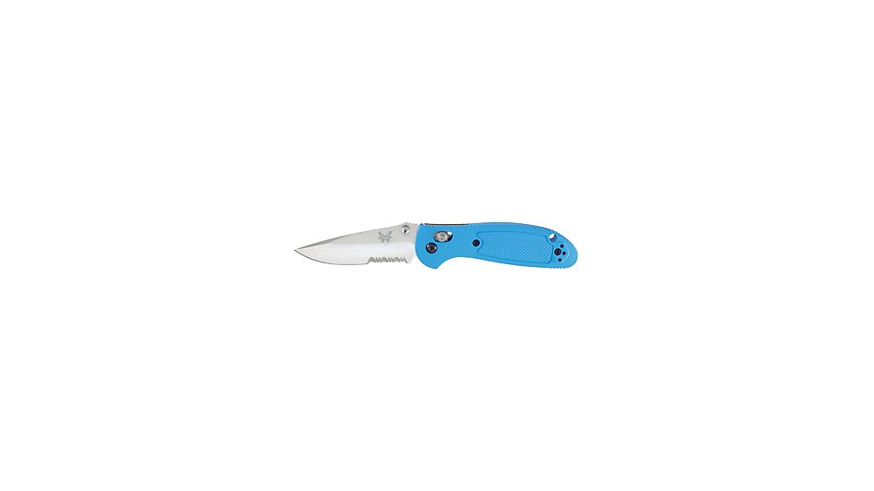 Benchmade Mini-Griptilian Folding Knife, Combo Edge, Satin Blade, Blue Handle 556S-BLU