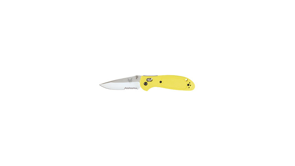Benchmade Mini-Griptilian Folding Knife, Combo Edge, Satin Blade, Yellow Handle 556S-YEL