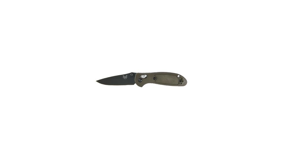 Benchmade Mini-Griptilian Folding Knife, Plain Edge, BK Blade, Olive Drab Handle 556BKOD