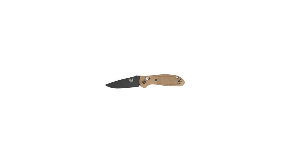 Benchmade Mini-Griptilian Folding Knife, Plain Edge, BK Blade, Sand Handle 556BKSN