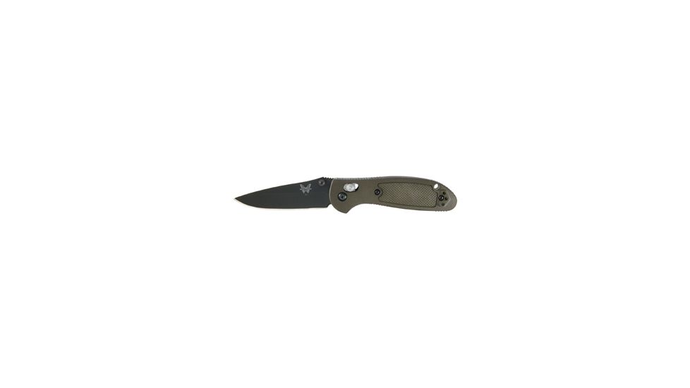 Benchmade Mini-Griptilian Folding Knife, Plain Edge, BK Blade, Olive Drab Handle 556BKOD
