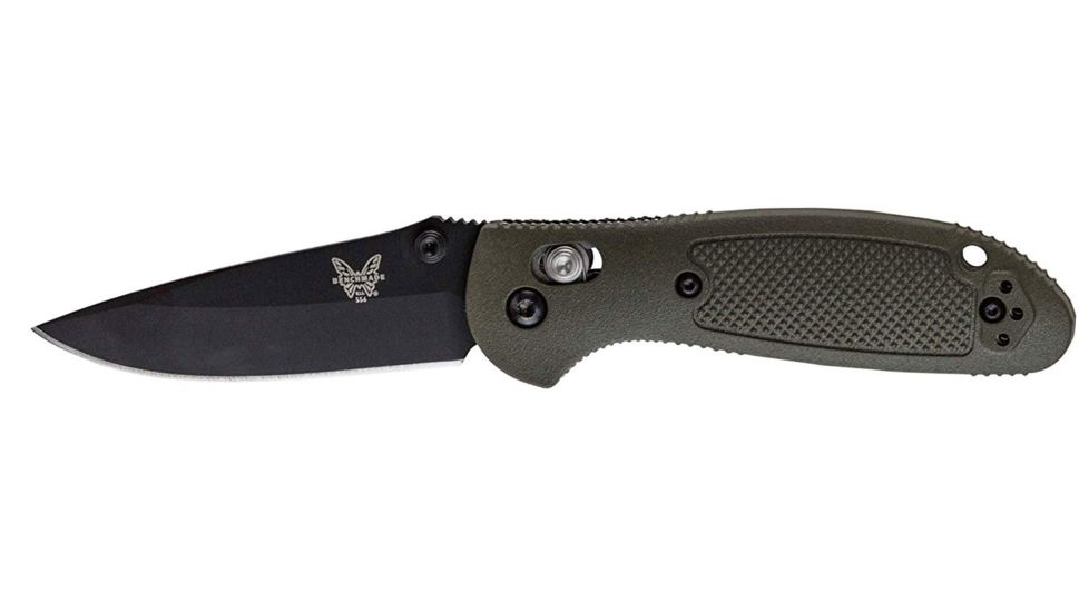 Benchmade Mini-Griptilian Folding Knife, Plain Edge, BK1 Blade, Olive Drab Handle 556BKOD