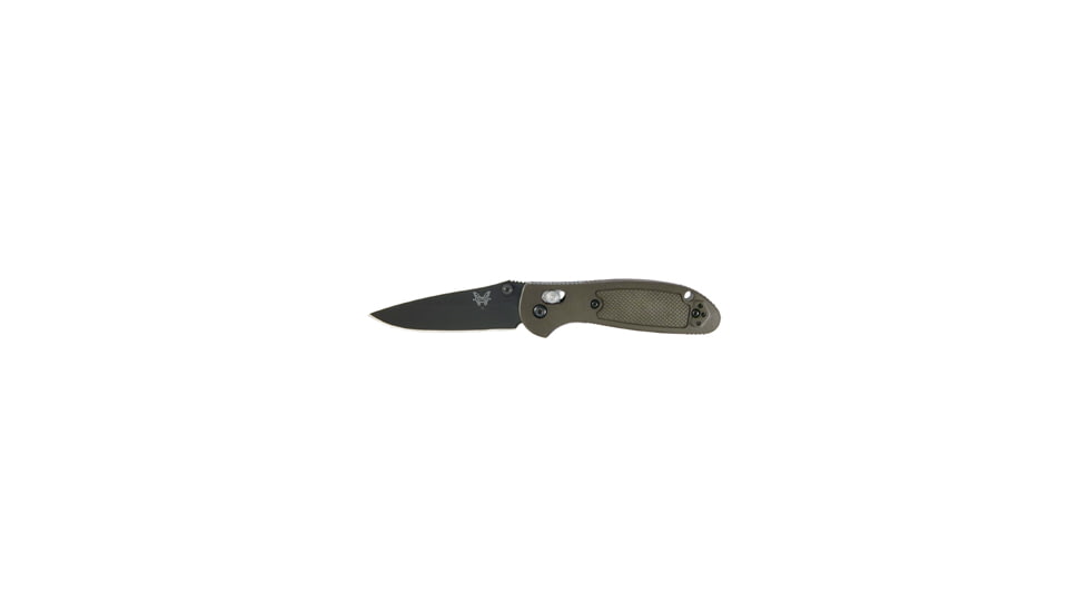 Benchmade Mini-Griptilian Folding Knife, Plain Edge/ BK1 Coated D2 Steel Blade/ Olive Drab Handle 556BKODD2