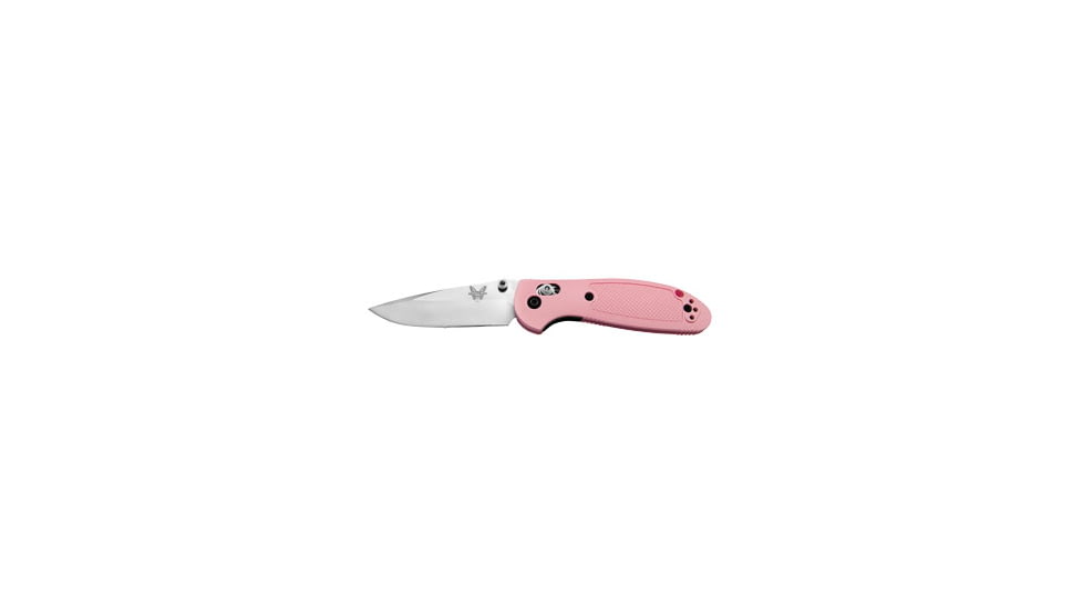 Benchmade Mini-Griptilian Folding Knife, Plain Edge, Satin Blade, Pink Handle 556-PNK