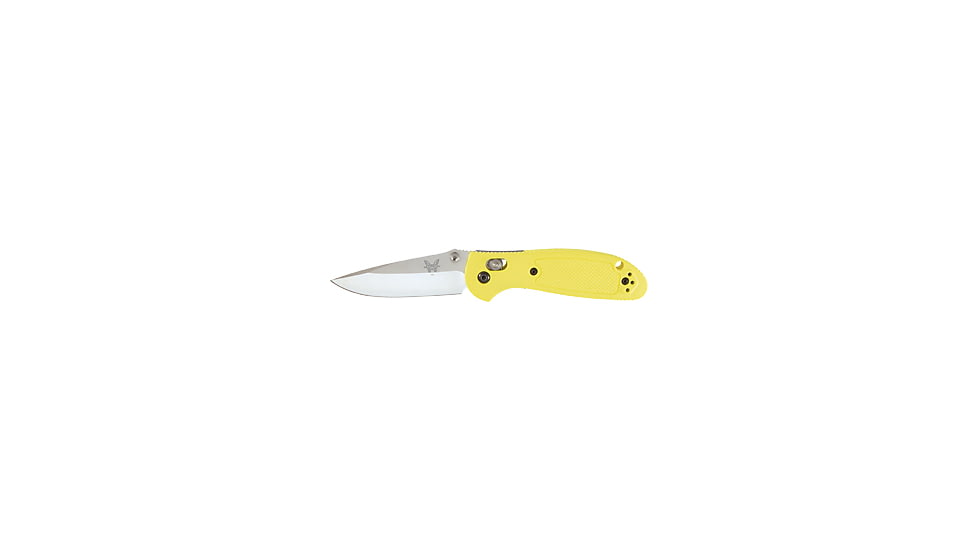 Benchmade Mini-Griptilian Folding Knife, Plain Edge, Satin Blade, Yellow Handle 556-YEL