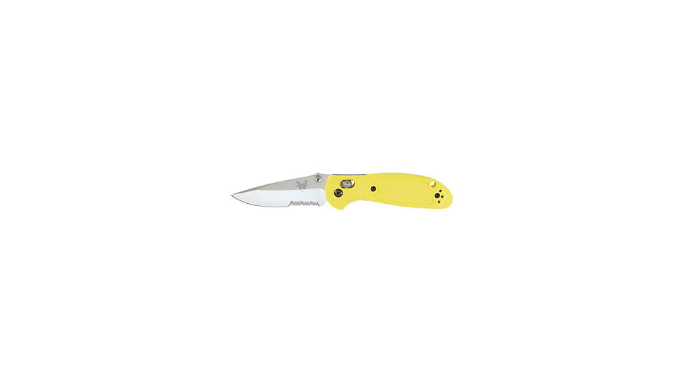 Benchmade Mini-Griptilian Folding Knife, Combo Edge, Satin Blade, Yellow Handle 556S-YEL