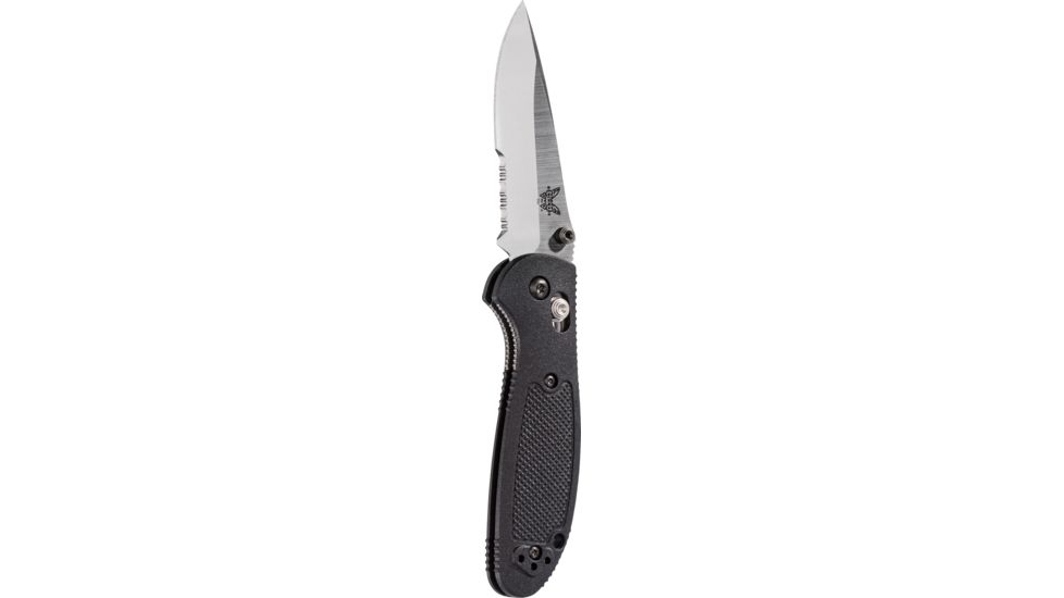 Benchmade Mini-Griptilian Folding Knife, Plain Edge, Satin Blade, Black Handle 556