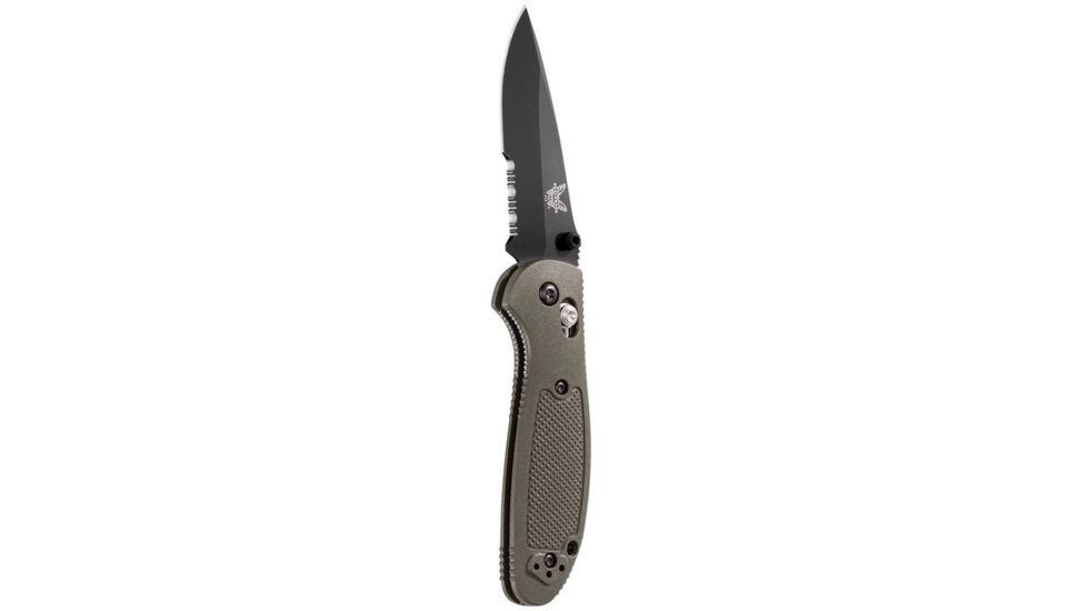 Benchmade Mini-Griptilian Folding Knife, Combo Edge, BK1 Blade, Olive Drab Handle 556SBKOD