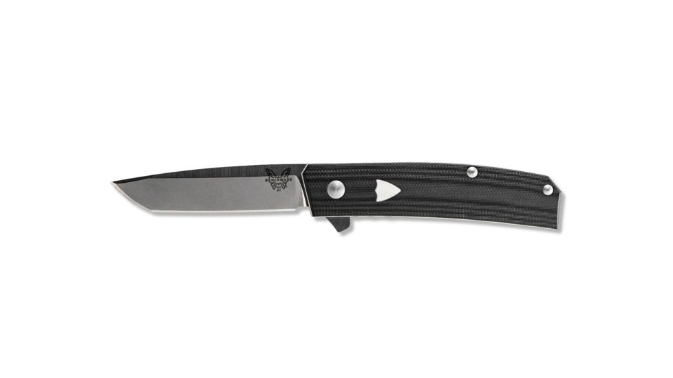 Benchmade Tengu Flipper Folding Knife, 2.77in, Tanto, Black Contoured G10 Handle with white G10 Base layer, 601
