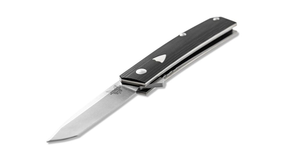 Benchmade Tengu Flipper Folding Knife, 2.77in, Tanto, Black Contoured G10 Handle with white G10 Base layer, 601