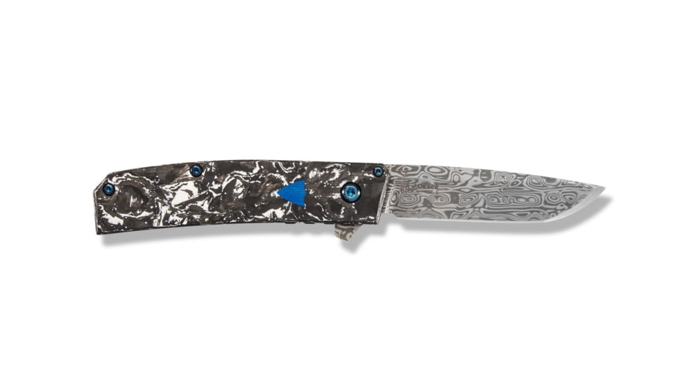Benchmade Tengu Flipper Liner Lock AO Folding Knife By Jared Oeser, 2.77in Damasteel Tanto Blade, Carbon Fiber With Inlay Handle, 601-211