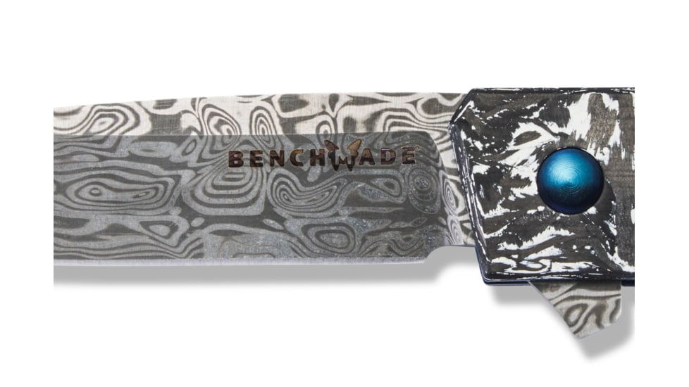 Benchmade Tengu Flipper Liner Lock AO Folding Knife By Jared Oeser, 2.77in Damasteel Tanto Blade, Carbon Fiber With Inlay Handle, 601-211