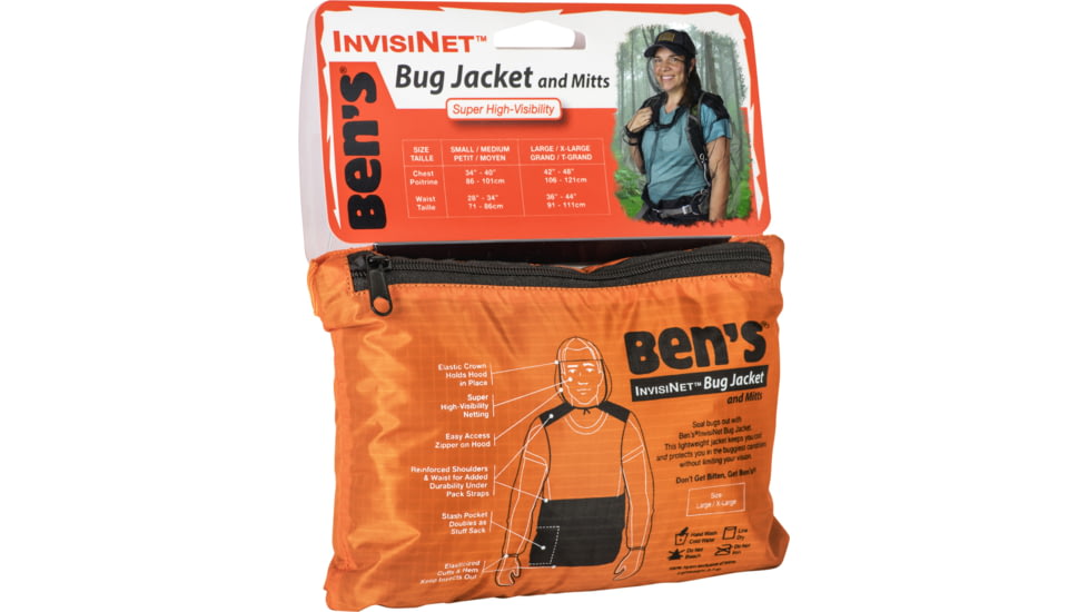 Ben's InvisiNet Bug Jacket &amp; Mitts, Orange, Large/Extra Large, 0006-7221
