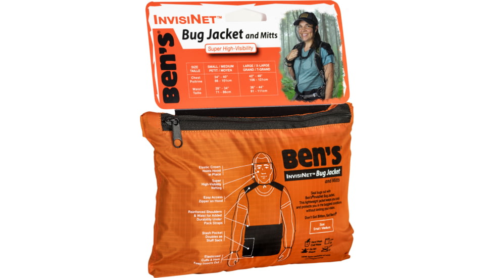 Ben's InvisiNet Bug Jacket &amp; Mitts, Orange, Small/Medium, 0006-7220