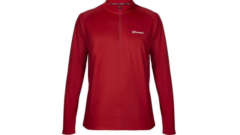 Berghaus Tech Base Long Sleeve Zip Tee - Men's-Dark Red-Large