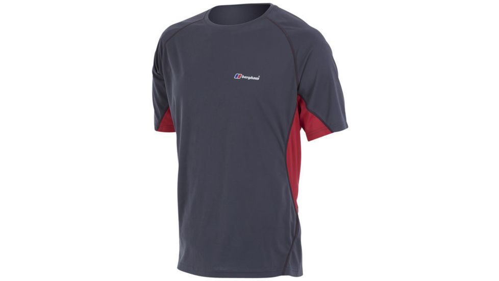 Berghaus Tech SS Crew Neck Tee - Men's-Dark Grey/Red-Large