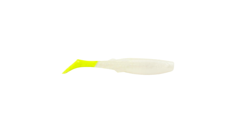 Berkley Gulp! Saltwater Paddleshad Soft Bait Lures, 4in, 4 Pack, Pearl White/Chartreuse, 1520449
