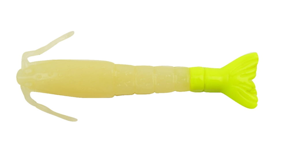 Berkley Gulp! Saltwater Shrimp Soft Bait, 4in, 8 Pack, Glow/Chartreuse, 1240010