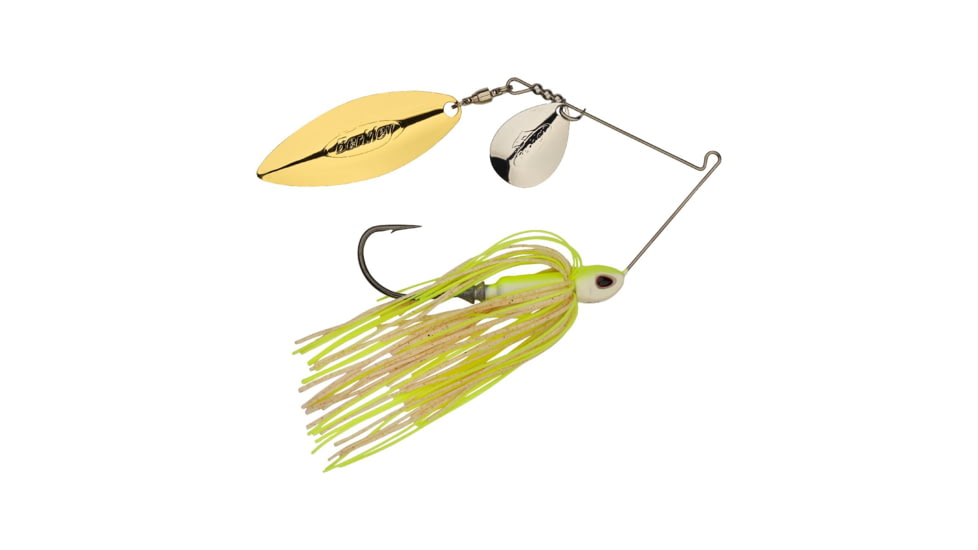 Berkley Power Blade Compact Colorado/Willow Spinnerbait, 1/2oz, White Chartreuse/Silver + Gold, 1570600