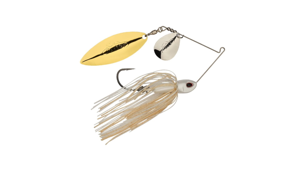 Berkley Power Blade Compact Colorado/Willow Spinnerbait, 1oz, White/Silver + Gold, 1570621