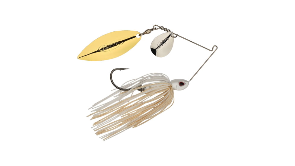 Berkley Power Blade Compact Colorado/Willow Spinnerbait, 3/4oz, White/Silver + Gold, 1570612