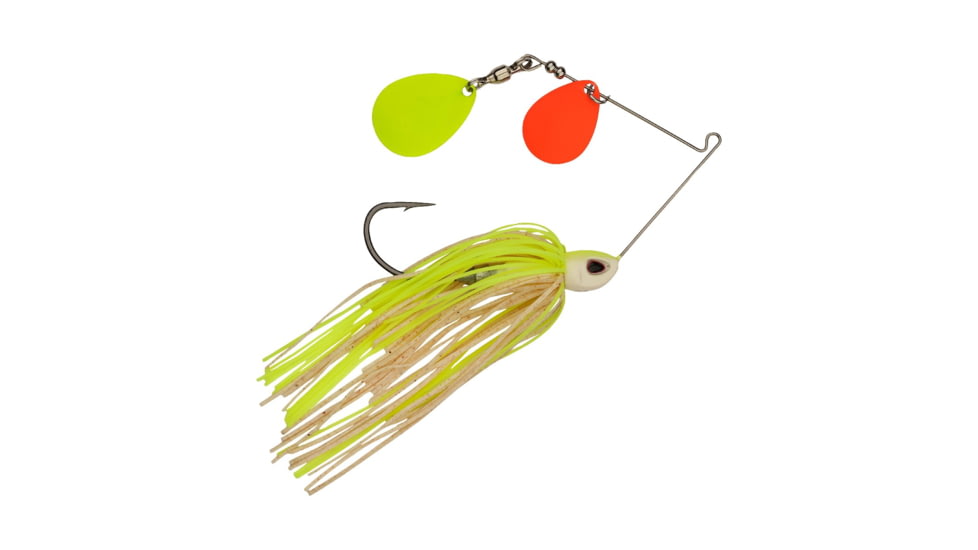 Berkley Power Blade Compact Double Colorado Spinnerbait, 3/8oz, White Chartreuse/Orange + Chartreuse, 1570579