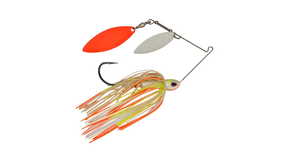Berkley Power Blade Compact Double Williw Spinnerbait, 1/2oz, Coleslaw/White + Orange, 1570656