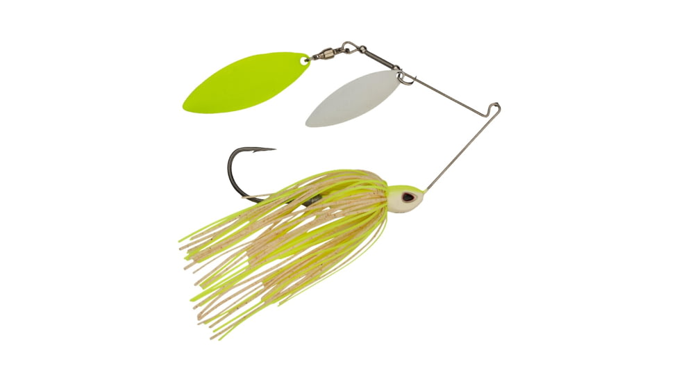 Berkley Power Blade Compact Double Williw Spinnerbait, 1/2oz, White Chartreuse/White + Chartreuse, 1570653