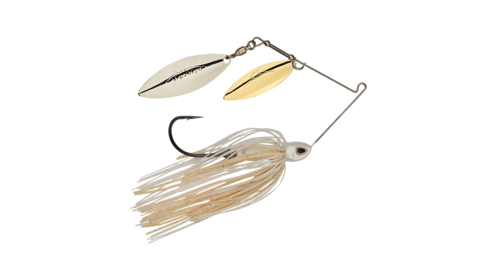 Berkley Power Blade Compact Double Williw Spinnerbait, 1/2oz, White/Gold + Silver, 1570641