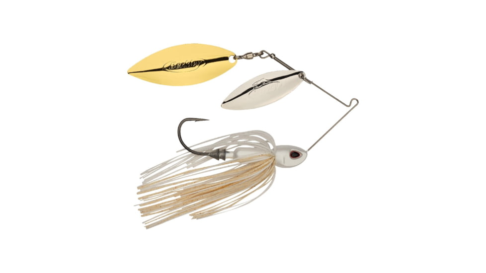 Berkley Power Blade Compact Double Williw Spinnerbait, 1oz, White/Silver + Gold, 1570672