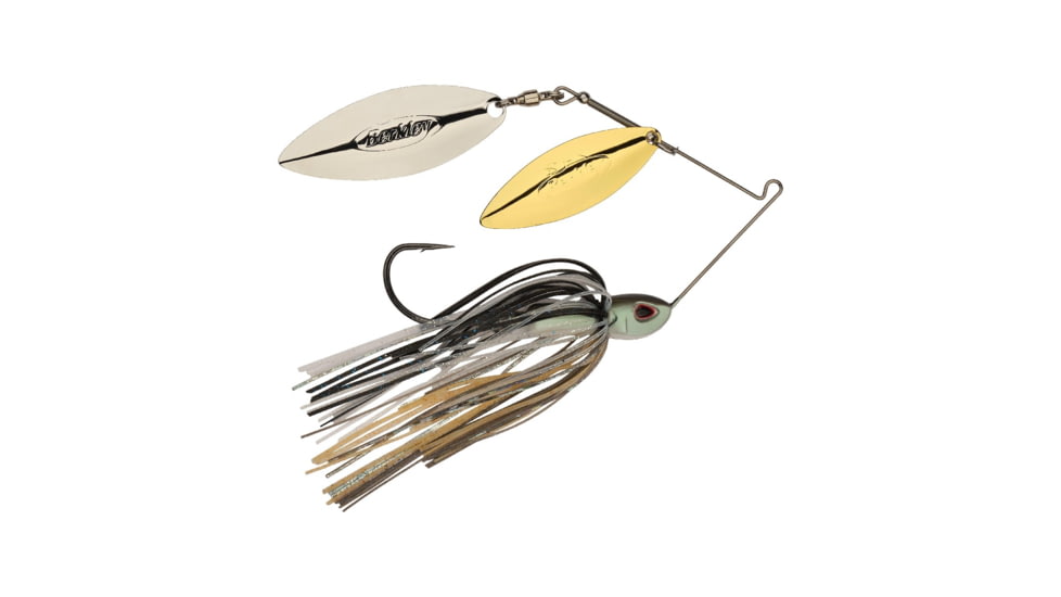 Berkley Power Blade Compact Double Williw Spinnerbait, 3/4oz, Shad Spawn/Gold + Silver, 1570660