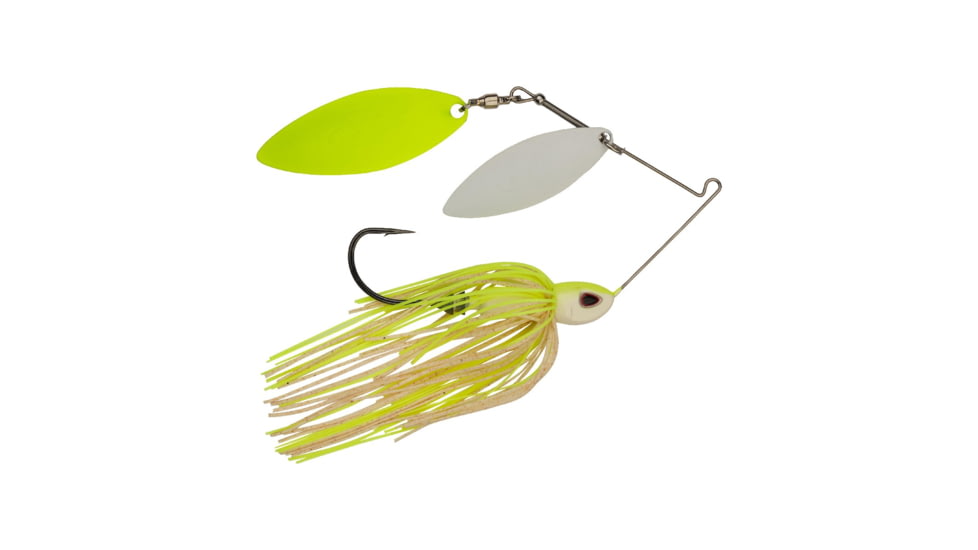Berkley Power Blade Compact Double Williw Spinnerbait, 3/4oz, White Chartreuse/White + Chartreuse, 1570669