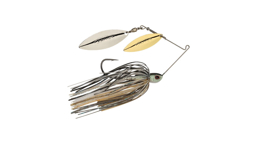 Berkley Power Blade Compact Double Williw Spinnerbait, 3/8oz, Shad Spawn/Gold + Silver, 1570629