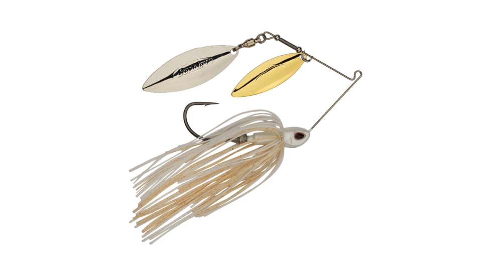 Berkley Power Blade Compact Double Williw Spinnerbait, 3/8oz, White/Gold + Silver, 1570626