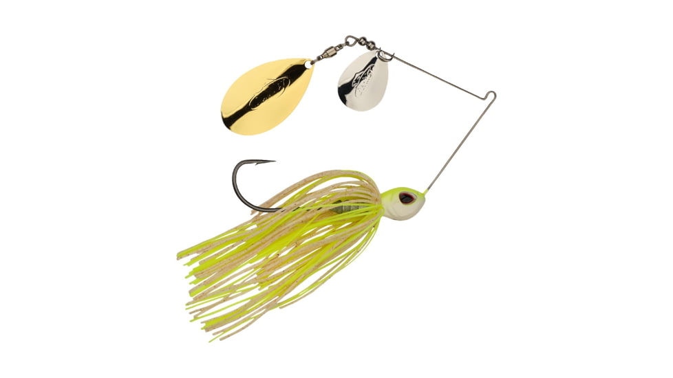 Berkley Power Blade Standard Colorado/Indiana Spinnerbait, 1/2oz, White Chartreuse/Silver + Gold, 1570533