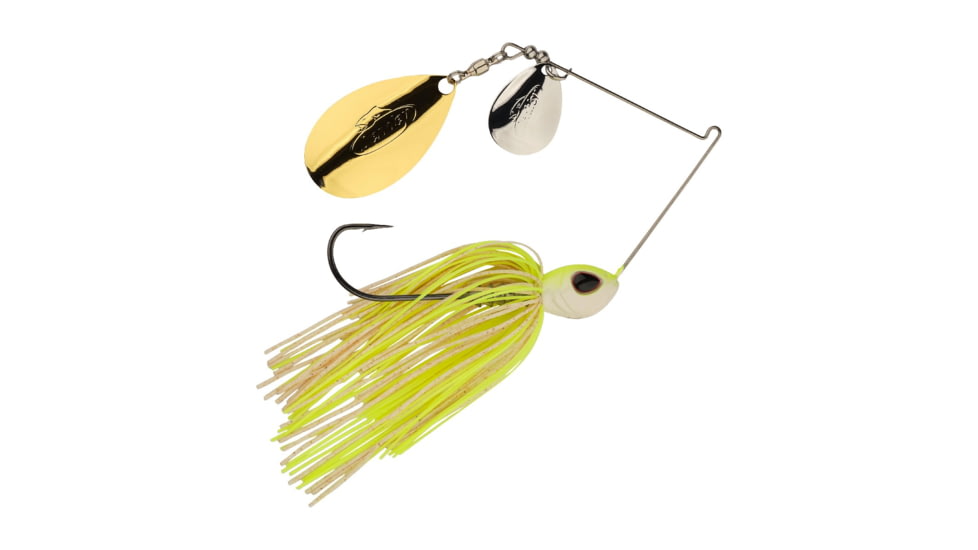 Berkley Power Blade Standard Colorado/Indiana Spinnerbait, 3/4oz, White Chartreuse/Silver + Gold, 1570542