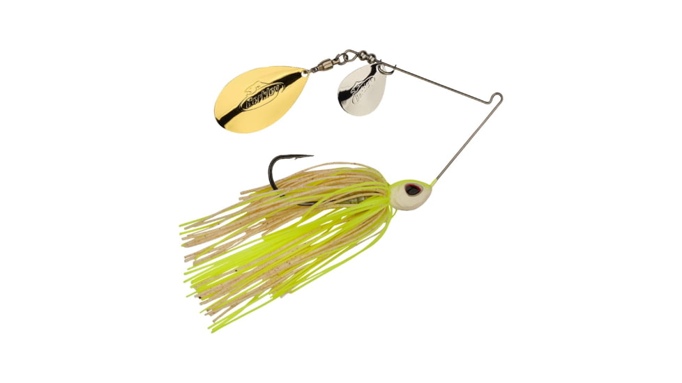 Berkley Power Blade Standard Colorado/Indiana Spinnerbait, 3/8oz, White Chartreuse/Silver + Gold, 1570523