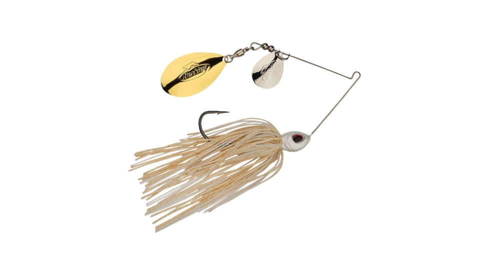 Berkley Power Blade Standard Colorado/Indiana Spinnerbait, 3/8oz, White/Silver + Gold, 1570521