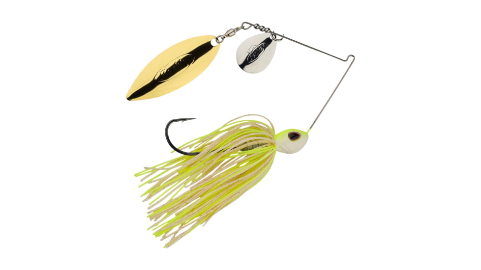 Berkley Power Blade Standard Colorado/Willow Spinnerbait, 1/2oz, White Chartreuse/Silver + Gold, 1570503