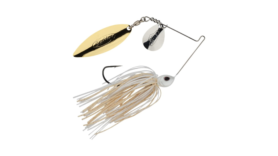 Berkley Power Blade Standard Colorado/Willow Spinnerbait, 1/4oz, White/Silver + Gold, 1570480