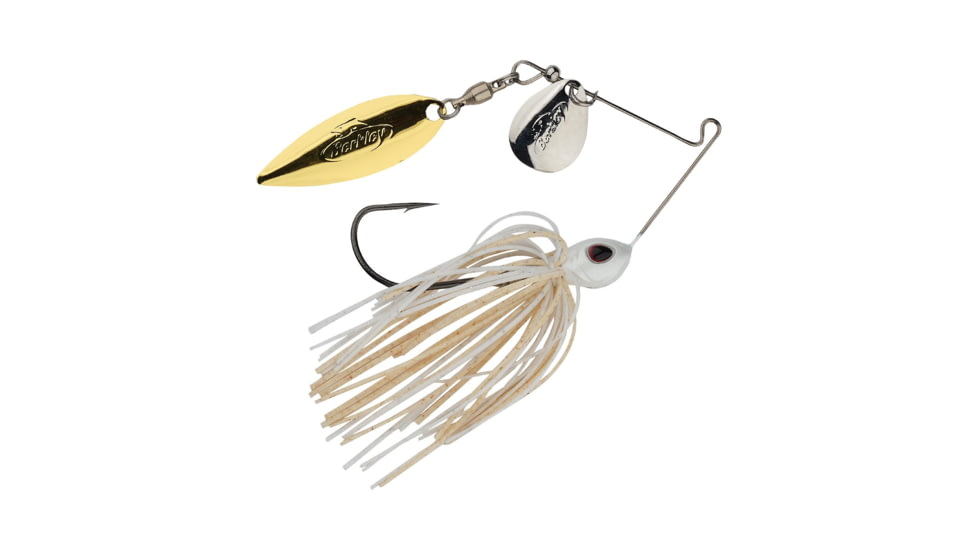 Berkley Power Blade Standard Colorado/Willow Spinnerbait, 3/16oz, White/Silver + Gold, 1570475