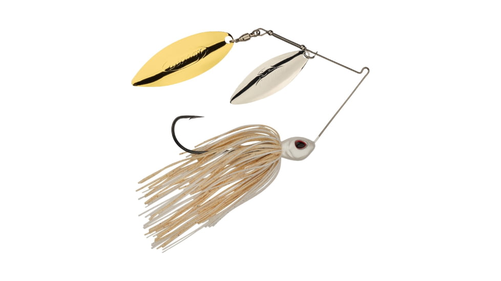 Berkley Power Blade Standard Double Willow Spinnerbait, 1/2oz, White/Silver + Gold, 1570563