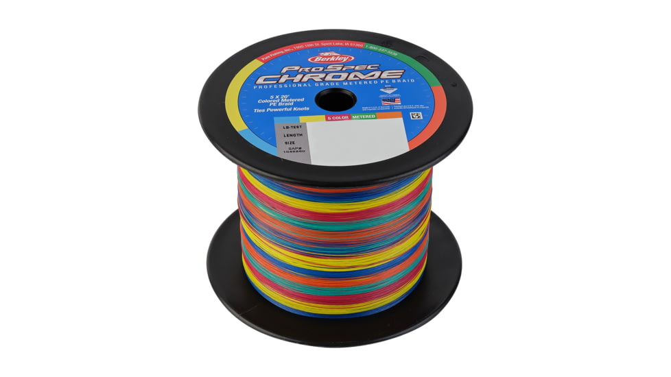 Berkley ProSpec Chrome 5x20 Metered Braid Superline, 0.012in/0.30mm, 30lb/13.6kg, 1500yd/1371m, 8lb, 5-Color Metered, PSCMBBK30-MT
