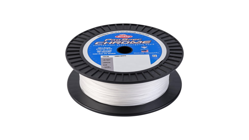 Berkley ProSpec Chrome Premium Saltwater Braid Superline, 0.013in/0.33mm, 40lb/18.1kg, 500yd/457m, 10lb, Cabo White, PSCBEP40-WT