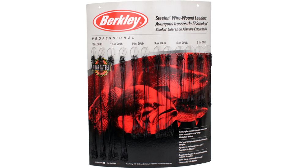 Berkley Wound Steelon Leader Bulk Display, Black 176033