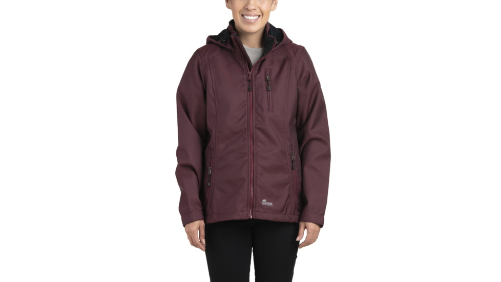 Berne Eiger Hooded Softshell - Womens, Maroon, Large, WJS301MNR440
