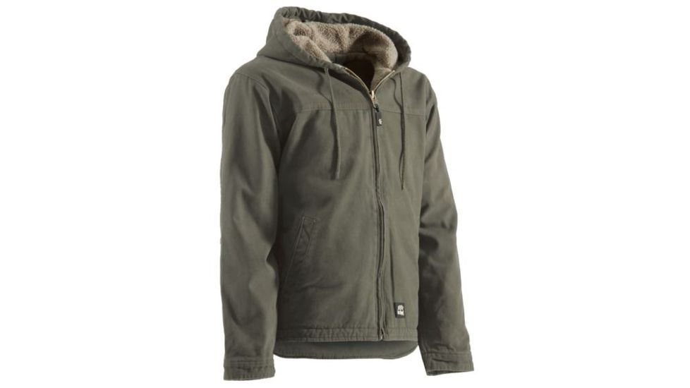 Berne Washed Hooded Work Coat - Mens, Grey Stone, Large, Tall, 92021193649