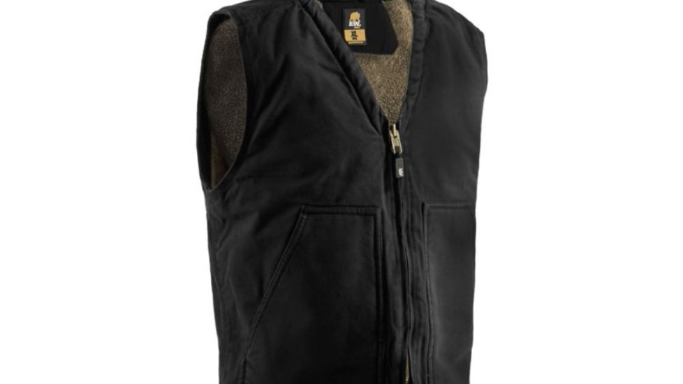 Berne Washed V-Neck Vest - Mens, Black, Small, Regular, 92021335346